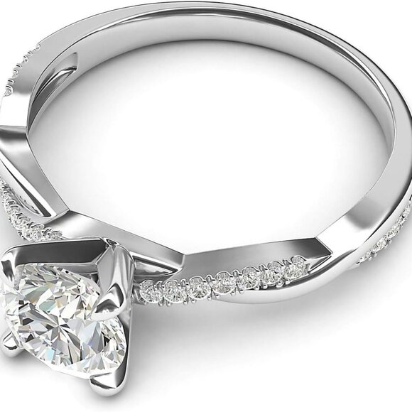 Sterling Silver 4-Prong Petite Twisted Vine Simulated 1.0 CT Diamond Or Moissani - Picture 3 of 6